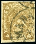 Stamp of Persia » 1868-1879 Nasr ed-Din Shah Lion Issues » 1878-79 Five Kran Stamps (SG 40-43) (Persiphila 30-37) 1878-79 5kr. olive gold, selection of three used singles