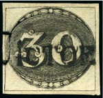 Stamp of Brazil » 1843 Bull's Eyes 1843, 30r, 60r and 90r black, complete set with unusual cancellations