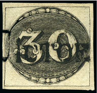 Stamp of Brazil » 1843 Bull's Eyes 1843, 30r, 60r and 90r black, complete set with unusual cancellations