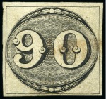 Stamp of Brazil » 1843 Bull's Eyes 1843, 30r, 60r and 90r black, complete set with unusual cancellations