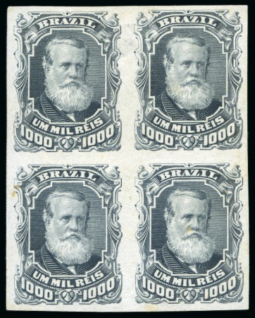 Stamp of Brazil » 1866-83 Dom Pedro 1878, 1,000r grey, A.B.N.Co imperforate plate proof