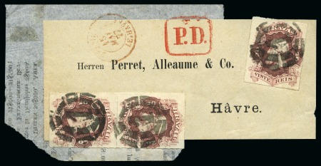 Stamp of Brazil » 1866-83 Dom Pedro 1877 (Feb). Band of German printed matter/newspaper to Havre, France, franked at a printed matter rate with thee 1876-77 20r