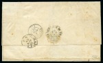 Stamp of Brazil » 1850-66 Upright Figures 1868 (Feb 25). Folded cover form Paraibuna to Laurito,1854 10r blue, pair and single, the latter with the part overlapping the edge missing, and 1866 100r two singles and pair