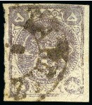 Stamp of Persia » 1868-1879 Nasr ed-Din Shah Lion Issues » 1878-79 Five Kran Stamps (SG 40-43) (Persiphila 30-37) 1878-79 5kr. bronze purple shades, selection of four