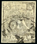Stamp of Persia » 1868-1879 Nasr ed-Din Shah Lion Issues » 1878-79 Five Kran Stamps (SG 40-43) (Persiphila 30-37) 1878-79 5kr. bronze gray shades, selection of four