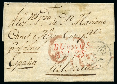 Stamp of Argentina » Postal History 1802 (June 18). Entire letter from Buenos Aires to Valencia, Spain, bearing red 'BUENOS./AYRES.' 