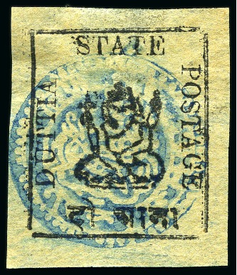 Stamp of Indian States » Duttia 1897-98 2a black on yellow (type I) & 2a black on lemon (type I), unused