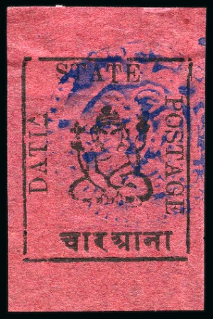 Stamp of Indian States » Duttia 1897 4a black on rose unused