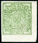 Stamp of Indian States » Kishengarh 1899-1900 1/2a green imperf. unused & 1/2a pale yellow-olive imperf. unused