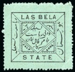 Stamp of Indian States » Las Bela 1901-02 1a black on orange, 1/2a black on pale blue & 1/2a black on pale green mint