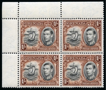 Stamp of Grenada 1938-50 6d and 1s both showing variety "line on sail" but weaker than normal, possibly re-touched