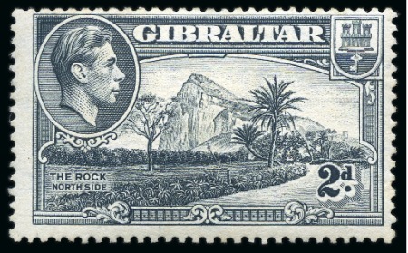 Stamp of Gibraltar 1938-51 2d Grey perf.13 1/2 with variety watermark sideways, mint lh
