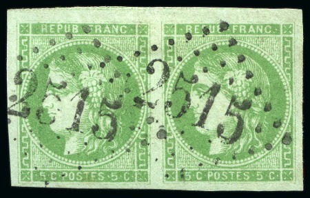 Stamp of France » Emission de Bordeaux 1870 1870, Émission de Bordeaux 5c vert avec 2 paires (une