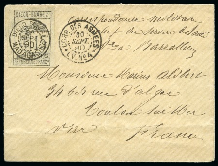 Stamp of Colonies françaises » Diégo-Suarez 1890, Lettre de correspondance d'armée avec Y&T n°8
