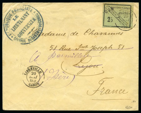 Stamp of Colonies françaises » Gabon 1889, Lettre avec Y&T n°15 25c noir sur vert pour