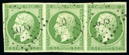 Stamp of France » Empire 1853-1862 1854, Empire non dentelé 5c vert en 15 exemplaires