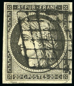 Stamp of France » Type Cérès de 1849-1850 1849, Cérès 20c en 2 exemplaires avec nuance bien