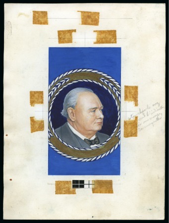 Stamp of Colonies françaises » Mauritanie 1965, Maquette moyen format du timbre Mort de sir Winston