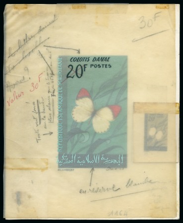 Stamp of Colonies françaises » Mauritanie 1966, Lot de 4 maquettes moyen format des timbres de