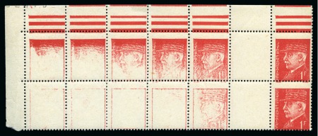 Stamp of France » Émissions à partir de 1900 1941-42, Fragment de feuille de 15 timbres ** Pétain Type