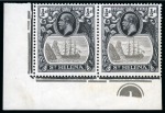 Stamp of St. Helena 1922-37 1/2d Grey & Black showing variety "cleft rock" in two mint lower left corner marginal plate pairs