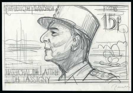 Stamp of France » Émissions à partir de 1900 1952, Maquette du timbre Maréchal de Tassigny