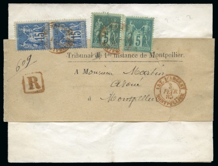 Stamp of France » Type Sage 1876-1900 1885-1893, Page d'exposition avec 2 documents tous
