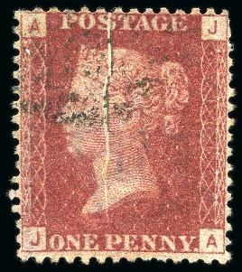 Stamp of Great Britain » 1854-70 Perforated Line Engraved 1868 1d Red Pl. 106 JA with a scarce pre-print paper fold, used