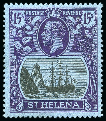 Stamp of St. Helena 1922-37 15 Grey & Purple on blue, mint n.h., very fine