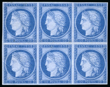Stamp of Greece 1858 FRENCH CERES ESSAY (00) in blue with control figures