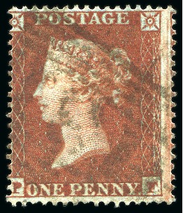 Stamp of Great Britain » 1854-70 Perforated Line Engraved 1854 1d Red Pl. 199 PF Scarce Plate