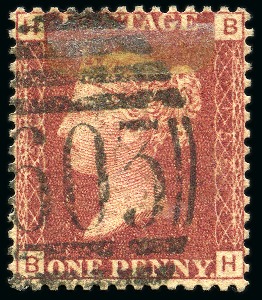 Stamp of Great Britain » 1854-70 Perforated Line Engraved 1865 1d Red Pl. 156 OUS Underprint "Downwards"