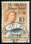 Stamp of St. Helena 1961 Tristan Relief used set of four with St. Helena OC 18 61 cds