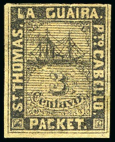 Stamp of Venezuela » Coro-La Vela Issues Santo Tomás-La Guaira-Puerto Cabello. 1864, 3c black