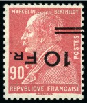 Stamp of France » Poste Aérienne 1928, Île de France Berthelot 10F sur 90c rouge SURCHARGE
