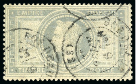 Stamp of France » Empire Lauré 1863-1870 1869, Empire Lauré 5F violet-gris, belle oblitération