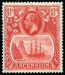 Stamp of Ascension » King George V 1924-33 1 1/2d Rose-Red mint lh showing variety "torn flag"