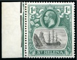 Stamp of St. Helena 1922-37 1/2d Grey & Black, 1d and 2d showing variety "broken mainmast" in mint singles