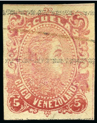 Stamp of Venezuela 1879 "Escuelas" Issue, group of nine stamps including