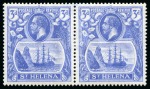 Stamp of St. Helena 1922-37 1 1/2d Rose-Red and 3d Bright Blue showing variety "torn flag"