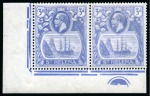 Stamp of St. Helena 1922-37 1/2d, 1d, 1 1/2d and 3d showing variety "cleft rock" in matching mint lower left corner marginal pairs with plate number