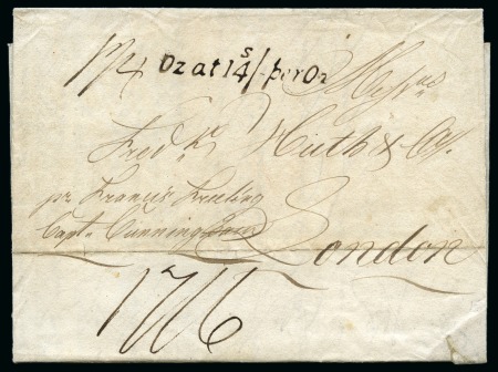 Stamp of Argentina » Postal History 1828 (Nov 26). Entire letter endorsed "Pr Francis Freeling" "17/6" charge explained by the "1 1/4" add in ms to the "Oz at 14s/-per Oz" 