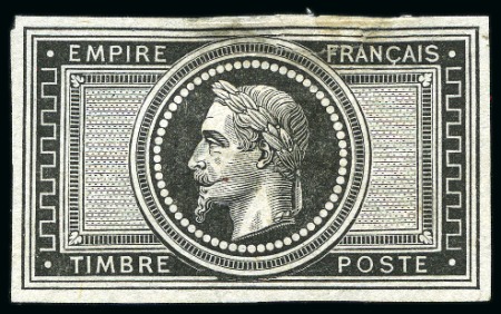 Stamp of France » Empire Lauré 1863-1870 1869, Empire Lauré 5 francs en essai noir sur chine