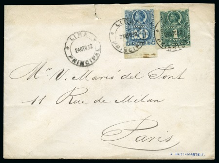 Stamp of Peru » Peru-Chile War 1879-1882 1882 (Aug 2). Pacific War, cover from Lima to Paris
