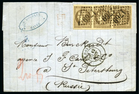 Stamp of France » Emission de Bordeaux 1870 1871, Lettre du Havre pour Saint Petersbourg (Russie)