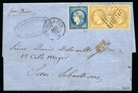 Stamp of France » Empire Lauré 1863-1870 1870, Lettre pour San Sebastian (Espagne) avec affranchissement