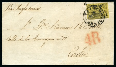 Stamp of Mexico » Later Issues Two covers from Mexico City to Spain, bearing single 1868 perf. 50c 