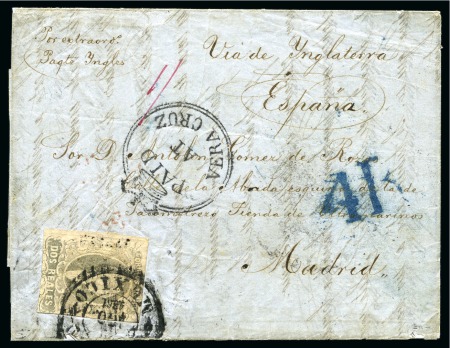 Stamp of Mexico » Later Issues 1861 (Aug 28). Entire letter to Madrid handed in to