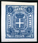 Stamp of Italy 1862, saggi "Sparre" non adottati, su cartoncino lucido