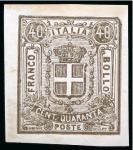 Stamp of Italy 1862, saggi "Sparre" non adottati, su cartoncino lucido
